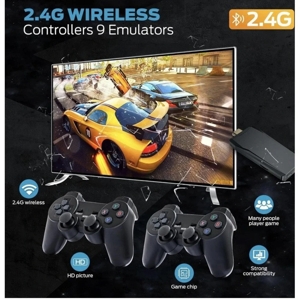 MSCFIT retro game console 2.4G wireless‎ controllers, game pad, arcade, Black